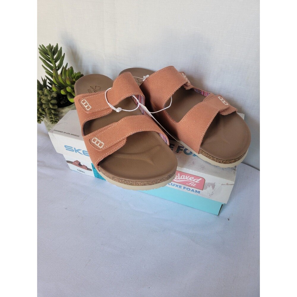 SKECHERS Women's 2-Strap Sandal Relaxed Fit with Luxe Foam, Coral,  Size 10 - Picture 2 of 8